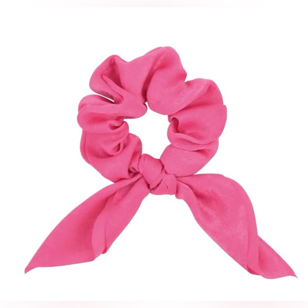 Women’s Chiffon Bowknot Silk With Pearl, Hair Scrunchie - Pink